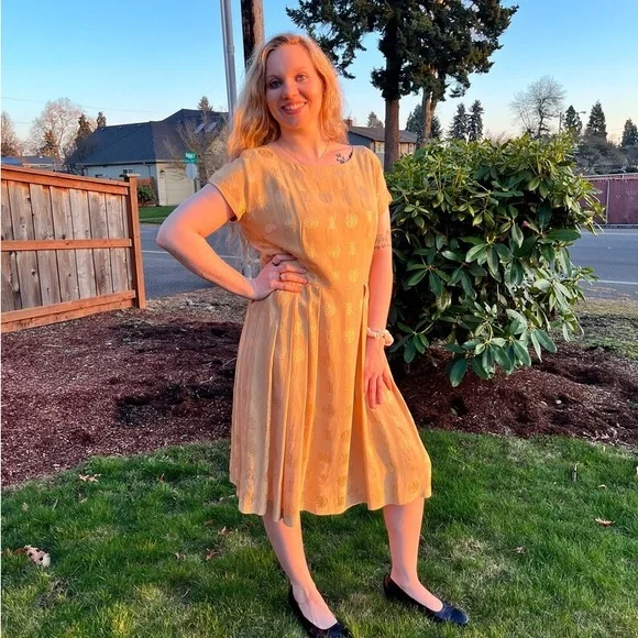 slim fit dress slacks 1950's Incredible Lamé Party Dress – The Golden Pearl Vintage